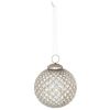 Metallic Silver Honey Comb Set Of 4 Large Baubles