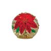 LED Poinsettia Orb (Set of 3) 5"D, 6"D, 7"D Glass 3 AAA Batteries Not Included