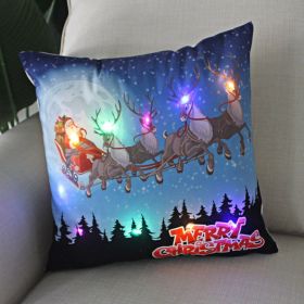 1pc Christmas Cushion Cover 45x45 Led Light Christmas Decorations for Home Santa Claus Printed Christmas Pillow Case - as pic C
