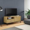 TV Stand with Metal Legs Brown Solid Wood Pine OSLO - Brown