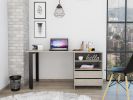 Malaui 120 Desk, Two Legs, Two Drawers, Two Shelves -Light Gray - as Pic