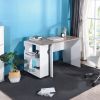 47.4" L Computer Desk with movable bookcase - OAK & WHITE