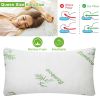 Bamboo Memory Foam Pillow Hypoallergenic Bed Pillow For Head Neck Rest Sleeping Shredded Pillow With Washable Cover [Queen Size] - Queen