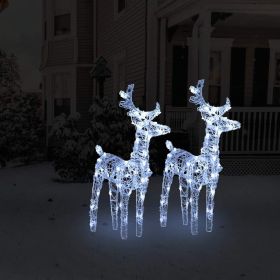 Christmas Reindeers 2 pcs Cold White 80 LEDs Acrylic - White