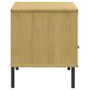 TV Stand with Metal Legs Brown Solid Wood Pine OSLO - Brown