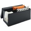 30-inch Collapsible Storage Ottoman, Quilted Black Faux Leather - Black