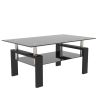 Rectangle Black Glass Coffee Table, Clear Coffee Table,Modern Side Center Tables for Living Room,Living Room Furniture - as Pic