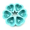 Six-hole love silicone cake pan diy baking cake mold kitchen utensils - blue