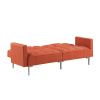 Linen Upholstered Modern Convertible Folding Futon Sofa Bed for Compact Living Space; Apartment; Dorm - Orange