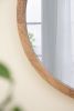 20" x 20" Circle Wall Mirror with Wooden Frame, Wall Mirror for Living Room, Dining Room, Foyer, Bathroom, Office - as Pic