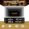 Wooden TV Stand with 8 Open Shelves for TVs up to 65 Inch Flat Screen - Black