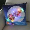 1pc Christmas Cushion Cover 45x45 Led Light Christmas Decorations for Home Santa Claus Printed Christmas Pillow Case - as pic A