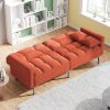 Linen Upholstered Modern Convertible Folding Futon Sofa Bed for Compact Living Space; Apartment; Dorm - Orange