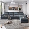 U_Style Modern Large L-Shape Feather Filled Sectional Sofa, Convertible Sofa Couch with Reversible Chaise for Living Room - as Pic
