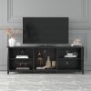 TV Stand Storage Media Console Entertainment Center,Tradition Black - as pic