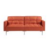 Linen Upholstered Modern Convertible Folding Futon Sofa Bed for Compact Living Space; Apartment; Dorm - Orange