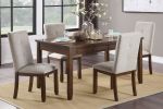 Chenille Upholstered Chairs Set of 2 Dark Cherry Finish Wood Frame Tufted Back Dining Chairs for Kitchen Funiture - as Pic