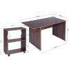 47.4" L Computer Desk with movable bookcase - BROWN