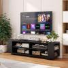 Wooden TV Stand with 8 Open Shelves for TVs up to 65 Inch Flat Screen - Black