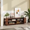 Wooden TV Stand with 8 Open Shelves for TVs up to 65 Inch Flat Screen - Walnut