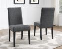 Biony Espresso Wood Dining Set with Gray Fabric Nailhead Chairs - as Pic