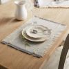Better Homes & Gardens Woven Table Placemat with Fringe, Gray, 4 Piece Set - Better Homes & Gardens