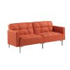 Linen Upholstered Modern Convertible Folding Futon Sofa Bed for Compact Living Space; Apartment; Dorm - Orange