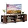 Wooden TV Stand with 8 Open Shelves for TVs up to 65 Inch Flat Screen - Walnut