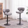 Masaccio Weathered Upholstery Airlift Adjustable Swivel Barstool with Chrome Base, Set of 2, Grey - as Pic