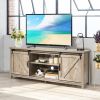 TV Stand Media Center Console Cabinet with Sliding Barn Door for TVs Up to 65 Inch - Gray