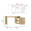 Axis Modern L-Shaped Computer Desk with Open & Closed Storage -Light Oak - as Pic