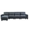 U_Style Modern Large L-Shape Feather Filled Sectional Sofa, Convertible Sofa Couch with Reversible Chaise for Living Room - as Pic