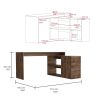 Axis Modern L-Shaped Computer Desk with Open & Closed Storage -Dark Brown - as Pic