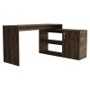 Axis Modern L-Shaped Computer Desk with Open & Closed Storage -Dark Brown - as Pic