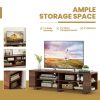 Wooden TV Stand with 8 Open Shelves for TVs up to 65 Inch Flat Screen - Walnut
