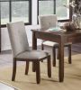 Chenille Upholstered Chairs Set of 2 Dark Cherry Finish Wood Frame Tufted Back Dining Chairs for Kitchen Funiture - as Pic