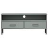 TV Stand with Metal Legs Gray Solid Wood Pine OSLO - Gray