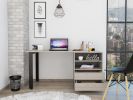 Malaui 120 Desk, Two Legs, Two Drawers, Two Shelves -Light Gray - as Pic